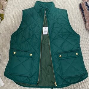 Green Quilted Vest with Gold Accents